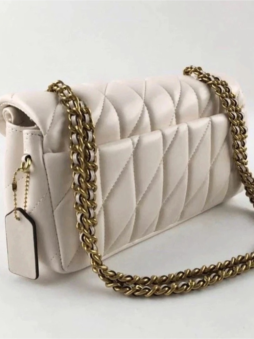 COACH Quilted Tabby Shoulder Bag 26 in Cream - Picture 4 of 6